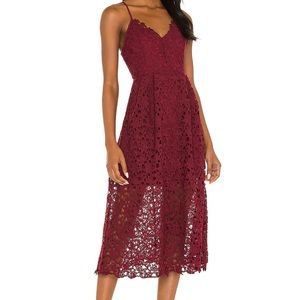 ASTR lace dress in maroon.